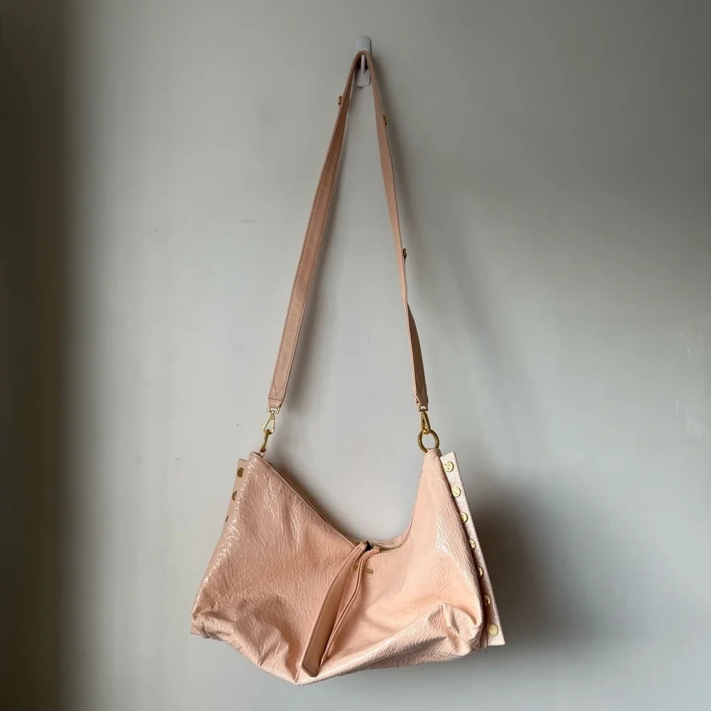 Hammitt Mr. G Champagne Pink Patent Leather Slouch Hobo Bag